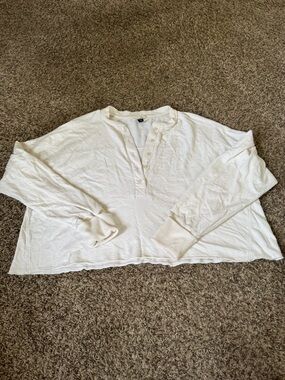 Universal Thread Cream Ribbed Henley Top